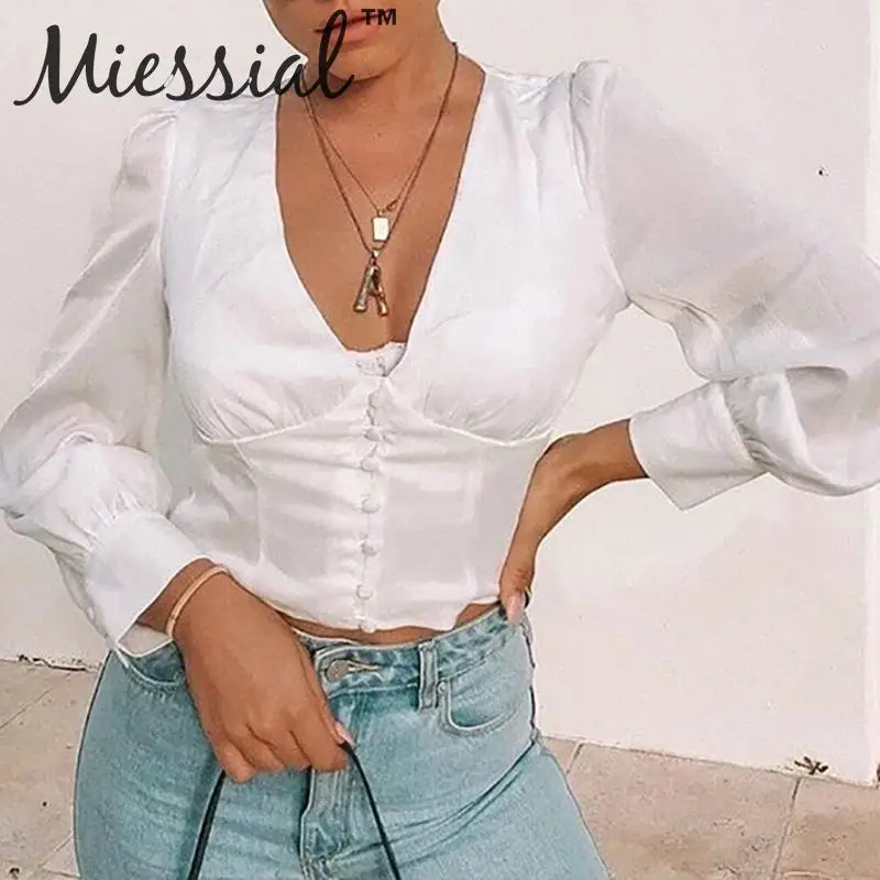 Miessial V neck buttons winter vintage Women tops white sexy top shirt Female elegant lantern sleeve streetwear blouse shirt top
Miessial V neck buttons winter vintage Women tops white sexy top shirt Female elegant lantern sleeve streetwear blouse shirt top