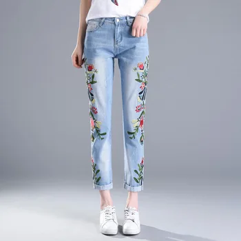 Women High Waist Stretch Retro Embroidery Ripped Knees Distressed Skinny Pants Jeans Woman Denim Haren Pants Plus Size
Women High Waist Stretch Retro Embroidery Ripped Knees Distressed Skinny Pants Jeans Woman Denim Haren Pants Plus Size
