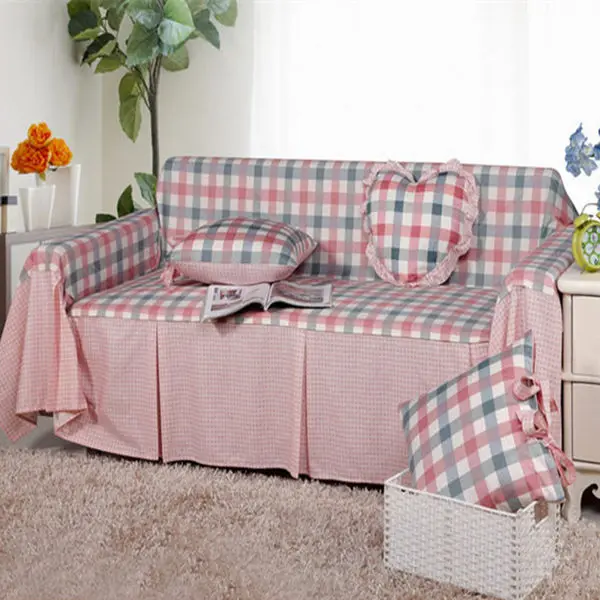 Image YL 100% cotton European classic plaid sofa cover home cloth princess funda sofa covers slipcover couch cover set on sale