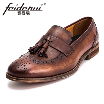 Vintage Genuine Leather Men's Wingtip Brogue Footwear British Designer Round Toe Handmade Male Flats Formal Dress Shoes KUD34 
Vintage Genuine Leather Men's Wingtip Brogue Footwear British Designer Round Toe Handmade Male Flats Formal Dress Shoes KUD34