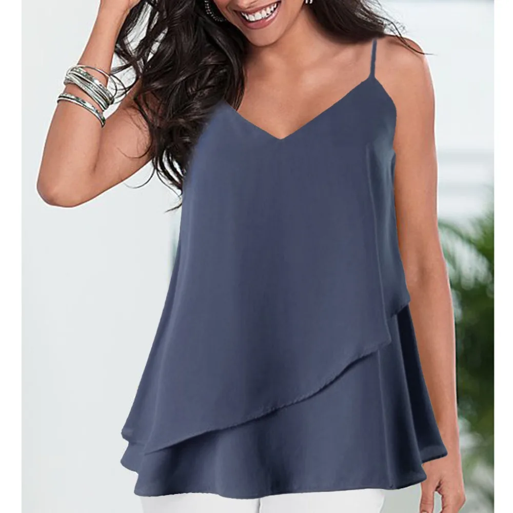 Sexy Fashion Women's Solid Color Small Strap Double Ruffled Camisole Causal Sexy V-Neck Sleeveless Camisole haut femme 15#
Sexy Fashion Women's Solid Color Small Strap Double Ruffled Camisole Causal Sexy V-Neck Sleeveless Camisole haut femme 15#