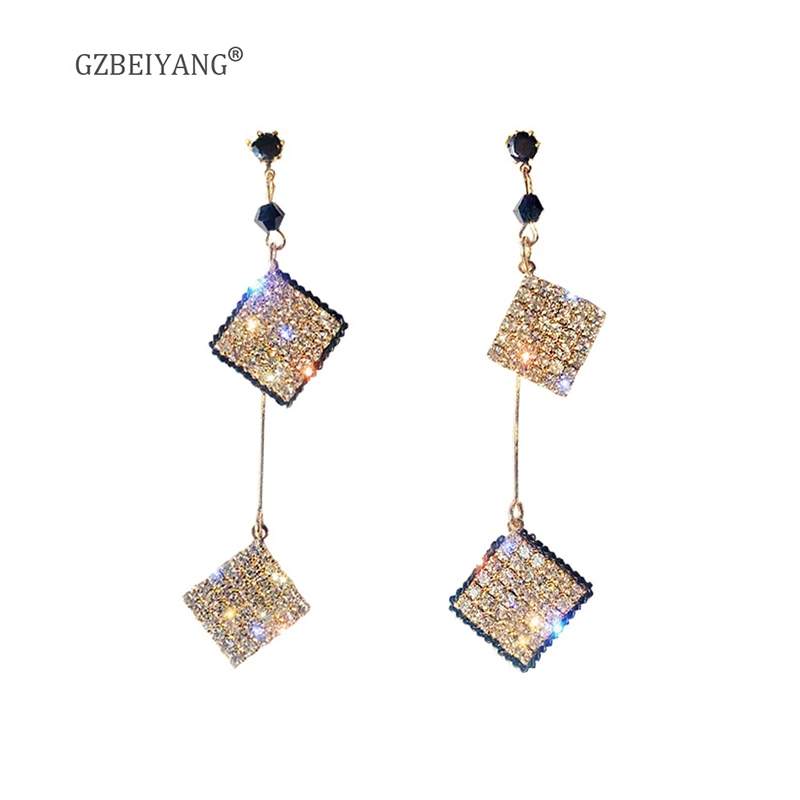 GZBEIYANG Long earrings temperament wild fashion women's jewelry accessories for square alloy shiny crystal earrings gift
GZBEIYANG Long earrings temperament wild fashion women's jewelry accessories for square alloy shiny crystal earrings gift