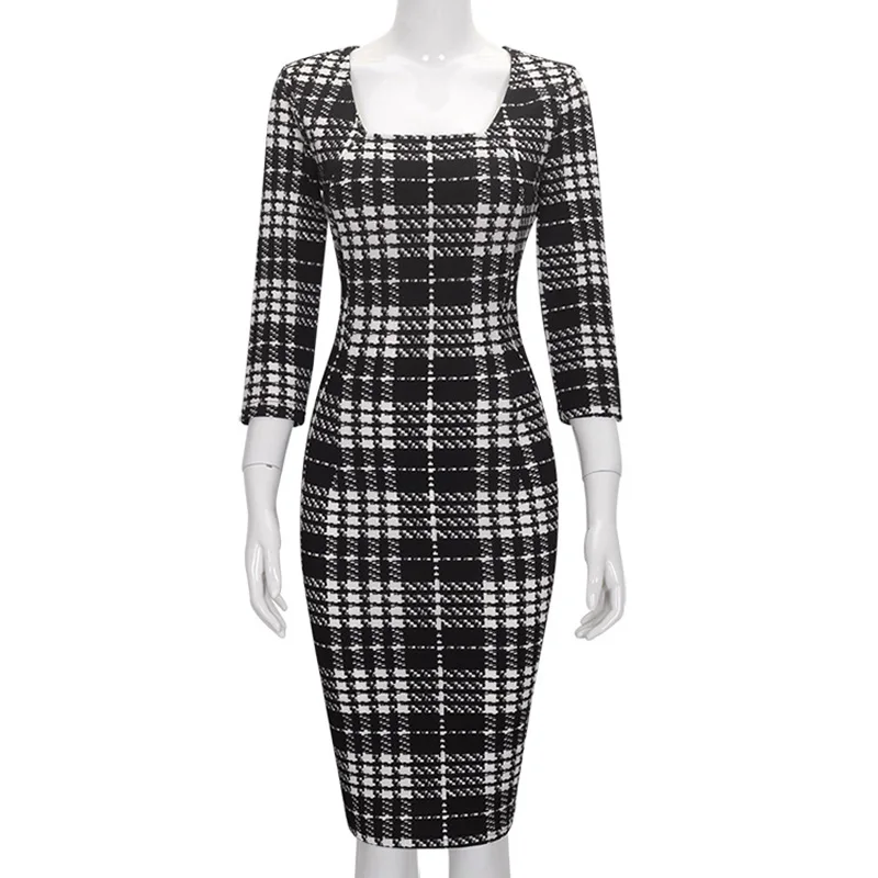PERHAPS U black white plaid sash square collar knee length office lady pencil dress elegant women female summer 2018 D0297
PERHAPS U black white plaid sash square collar knee length office lady pencil dress elegant women female summer 2018 D0297
