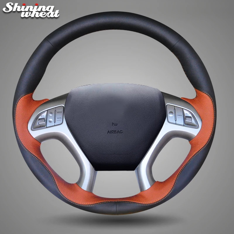 Shining wheat Black Genuine Leather brown Leathe Car Steering Wheel Cover for Hyundai ix35 Tucson 2 2011-2015
Shining wheat Black Genuine Leather brown Leathe Car Steering Wheel Cover for Hyundai ix35 Tucson 2 2011-2015