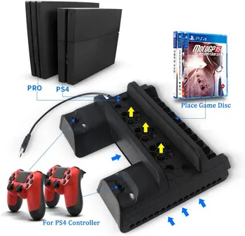 For PS4 Slim PRO Multi-Functiona Vertical Stand with Cooling Fan+Dual Controllers Charging Station+Game Storage Slots
For PS4 Slim PRO Multi-Functiona Vertical Stand with Cooling Fan+Dual Controllers Charging Station+Game Storage Slots