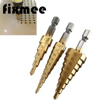 3pcs Hss Steel Titanium Step Drill Bits Stepped Cone Cutting Tools Woodworking 
3pcs Hss Steel Titanium Step Drill Bits Stepped Cone Cutting Tools Woodworking