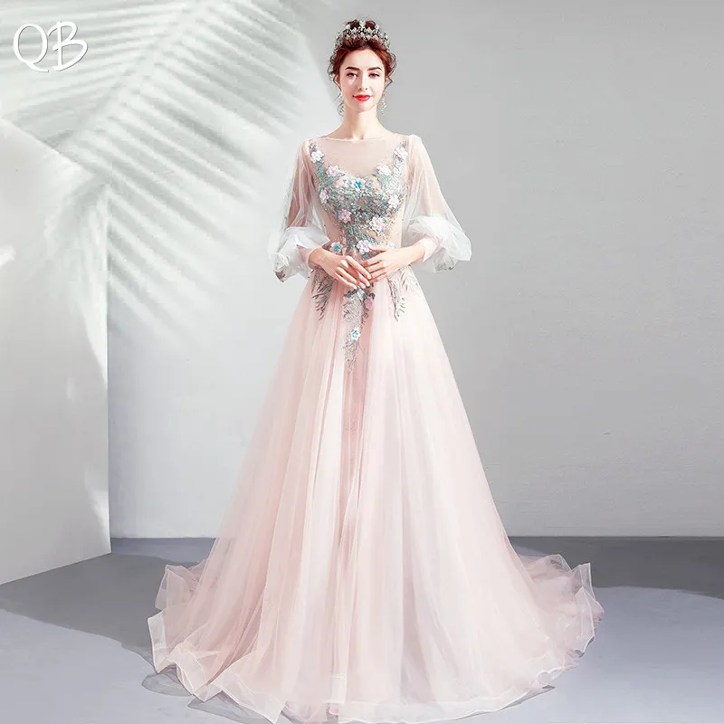 A-line Long Sleeve Tulle Flowers Appliques Elegant Pink Evening Dresses 2019 New Fashion Bride Party Prom Dress XK201
A-line Long Sleeve Tulle Flowers Appliques Elegant Pink Evening Dresses 2019 New Fashion Bride Party Prom Dress XK201
