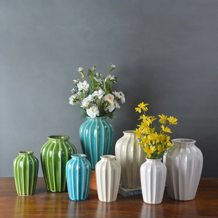 Nordic Handmade Simple Ceramic Vase Flower Inserted Living Room TV Cabinet / Coffee Table Decoration Hydroponic Vase