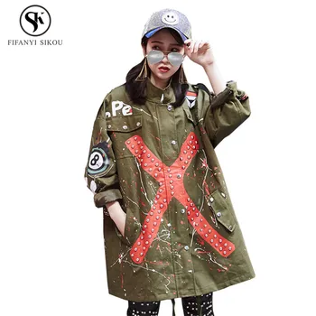 Trench coat for women Autumn New Fashion Graffiti Print Street style Short Windbreaker Female Loose Plus size Trench LP195
Trench coat for women Autumn New Fashion Graffiti Print Street style Short Windbreaker Female Loose Plus size Trench LP195