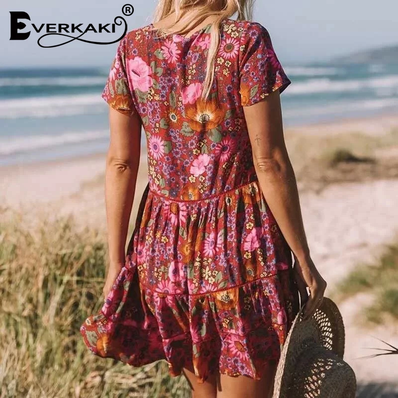 Everkaki Boho Floral Print Mini Dress Women Cotton V Neck Buttons Empire Red Bohemian Summer Beach Dresses Femme 2019 Spring New
Everkaki Boho Floral Print Mini Dress Women Cotton V Neck Buttons Empire Red Bohemian Summer Beach Dresses Femme 2019 Spring New
