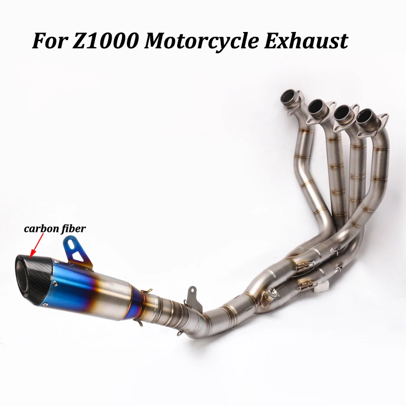 For Kawasaki Z1000 Full Exhaust System Carbon Fiber+stainless Steel Motorcycle Muffler Modified Moto Escape | Автомобили и