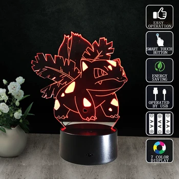 Pocket Monster Child Night Light Ivysaur 3D Luminous Lamp Kids Toy Lampara Infantil Multi-colored Lampen Home Lighting Bulbing
Pocket Monster Child Night Light Ivysaur 3D Luminous Lamp Kids Toy Lampara Infantil Multi-colored Lampen Home Lighting Bulbing