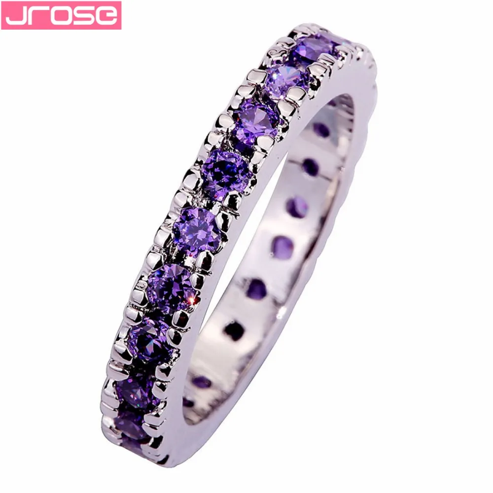 Женское классическое свадебное кольцо JROSE круглая огранка Фиолетовый фианит