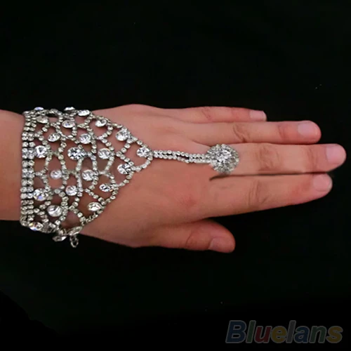 Women's Wedding Crystal Hand Harness Finger Cuff Bracelet Dancing Jewelry bracelets bangles 09HF
Women's Wedding Crystal Hand Harness Finger Cuff Bracelet Dancing Jewelry bracelets bangles 09HF