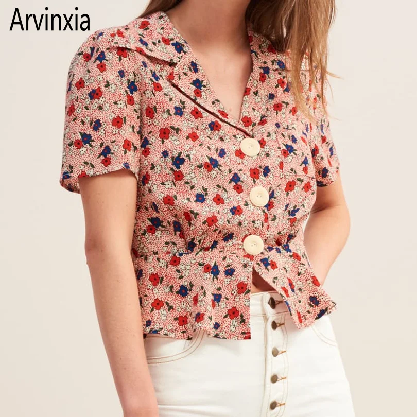 Arvinxia ZA Sexy Flower Printed Short Sleeves Woman Blouse Fashion Turn Down Collar Ladies Shirts Casual Streetwear Button Blusa
Arvinxia ZA Sexy Flower Printed Short Sleeves Woman Blouse Fashion Turn Down Collar Ladies Shirts Casual Streetwear Button Blusa