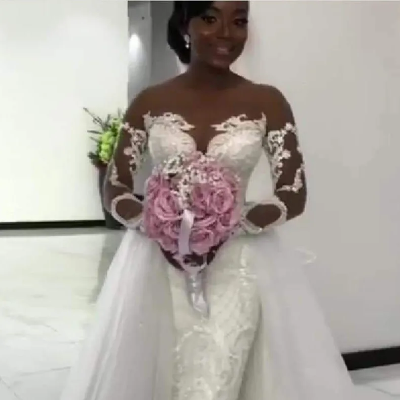 Illusion Long Sleeves Detachable Mermaid Wedding Dress Bridal Gown Vestido De Noiva
Illusion Long Sleeves Detachable Mermaid Wedding Dress Bridal Gown Vestido De Noiva