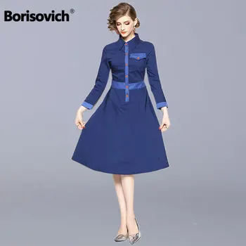 Borisovich Women Casual Long Dress New 2018 Autumn England Style Turn-down Collar A-line Elegant Slim Ladies Party Dresses N313
Borisovich Women Casual Long Dress New 2018 Autumn England Style Turn-down Collar A-line Elegant Slim Ladies Party Dresses N313
