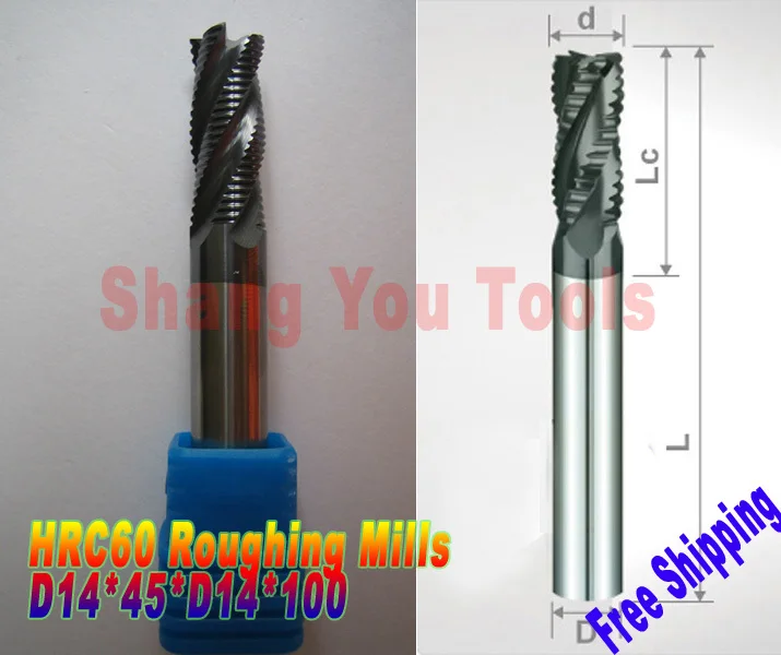 1pcs 14mm hrc60 D14*45*D14*100 4 Flutes Milling tools Mill cutter Roughing End Mill CNC router bits
1pcs 14mm hrc60 D14*45*D14*100 4 Flutes Milling tools Mill cutter Roughing End Mill CNC router bits