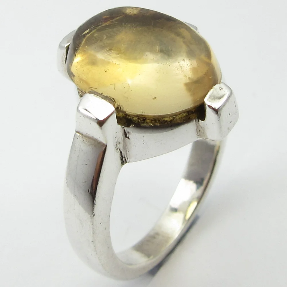 Штампованные Silver Oval цитрины моды кольцо Размеры 6 5 | Украшения и аксессуары