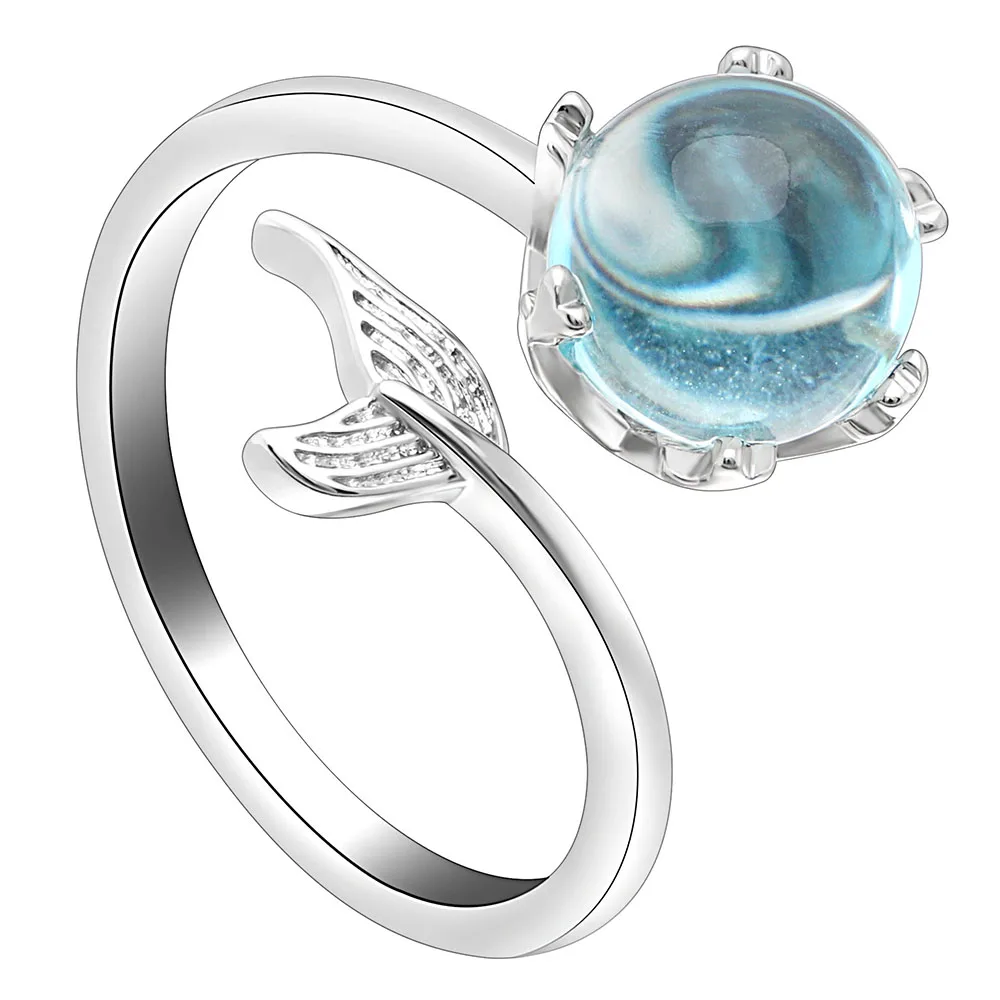 Hot Sale Fashion Adjustable Ring Silver Color Blue CZ Crystal Fish tail Finger Rings For Women Jewelry Wedding Engagement Bijoux
Hot Sale Fashion Adjustable Ring Silver Color Blue CZ Crystal Fish tail Finger Rings For Women Jewelry Wedding Engagement Bijoux