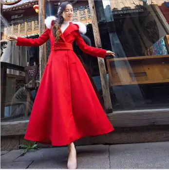 Women Red Woolen Coat Belted Vintage Style Winter Coat Long Sleeve Hooded Slim Fit Festival Maxi Coat
Women Red Woolen Coat Belted Vintage Style Winter Coat Long Sleeve Hooded Slim Fit Festival Maxi Coat