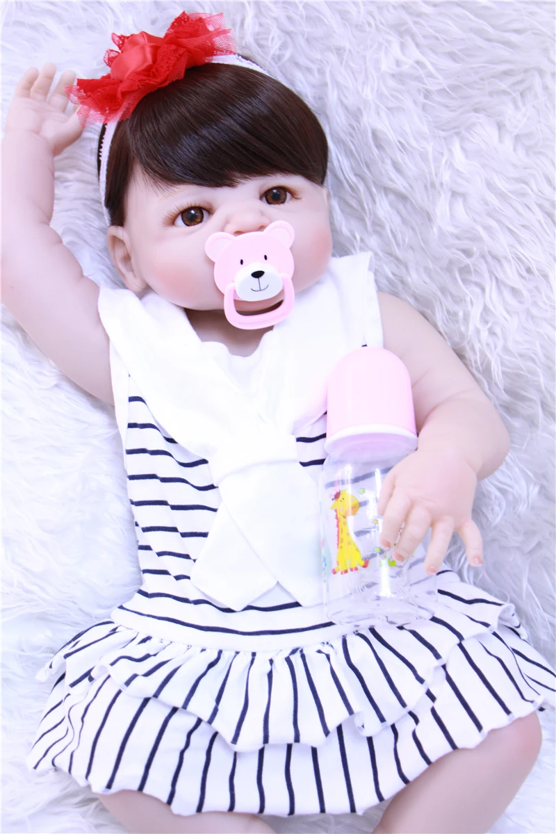 Full silicone reborn baby dolls 22" 55cm real newborn baby girl with Navy skirt can enter water bebe toys reborn bonecas
Full silicone reborn baby dolls 22" 55cm real newborn baby girl with Navy skirt can enter water bebe toys reborn bonecas