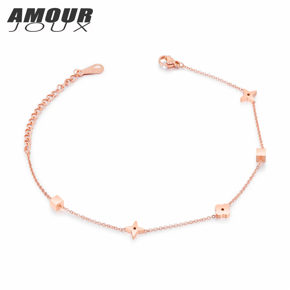 AMOURJOUX Pretty Small Star Square Charm Rose Gold Color Leg Anklets For Women 316L Stainless Steel Ankle Bracelet Foot Jewelry
AMOURJOUX Pretty Small Star Square Charm Rose Gold Color Leg Anklets For Women 316L Stainless Steel Ankle Bracelet Foot Jewelry