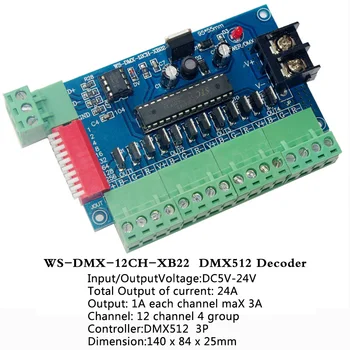 12CH DMX512 constant voltage common anode Controller LED Decoder;5~24V;output 1A each channel max 3A;Total output of current 24A
12CH DMX512 constant voltage common anode Controller LED Decoder;5~24V;output 1A each channel max 3A;Total output of current 24A