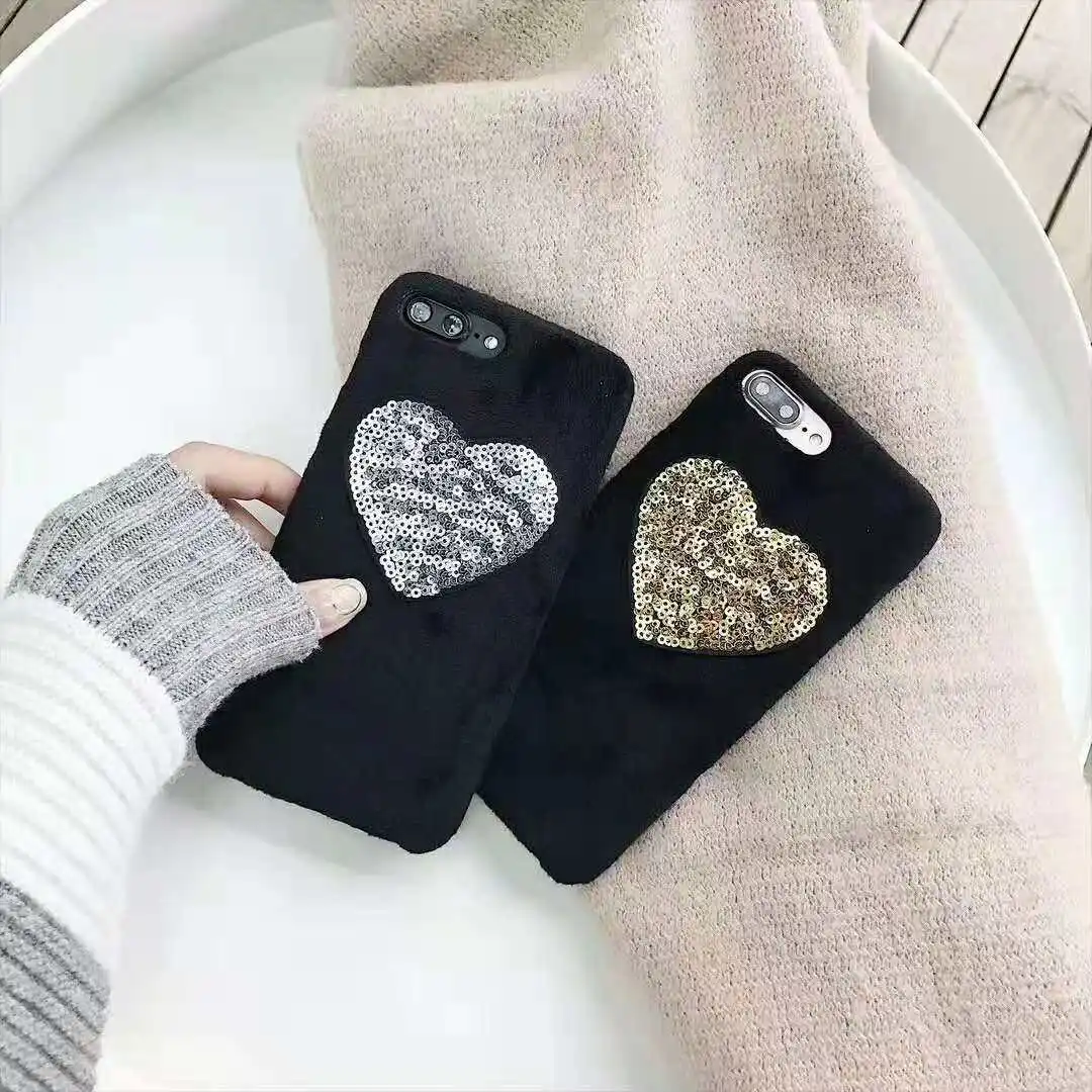 Fashion Love Sequins Plush Case for iPhone x xr xs max Pure Black Suede Bling Glitter Heart Cover Cases for iPhone 6 6s 7 8 plus
Fashion Love Sequins Plush Case for iPhone x xr xs max Pure Black Suede Bling Glitter Heart Cover Cases for iPhone 6 6s 7 8 plus