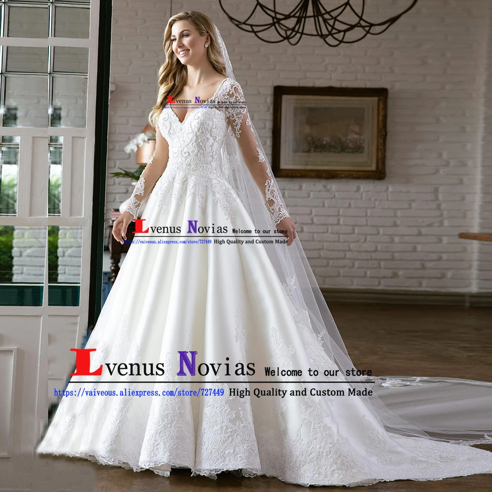 Vestido De Noiva 2019 Luxury Pearls Appliques Satin Wedding Dress Backless Wedding Gowns Long Sleeve Wedding Dresses Robe Mariee
Vestido De Noiva 2019 Luxury Pearls Appliques Satin Wedding Dress Backless Wedding Gowns Long Sleeve Wedding Dresses Robe Mariee