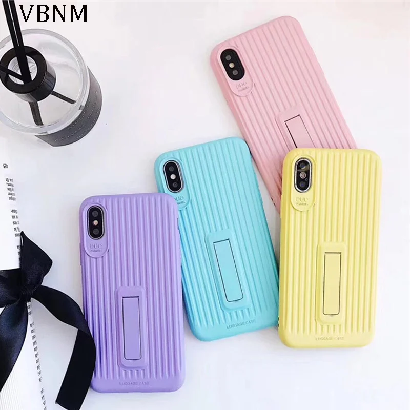 For iphone 6s 6 X XS 7 8 Plus Candy Color Suitcase Silicon Kickstand Phone Cases For iphone 7 Case Hide Stand Holder Cover Coque
For iphone 6s 6 X XS 7 8 Plus Candy Color Suitcase Silicon Kickstand Phone Cases For iphone 7 Case Hide Stand Holder Cover Coque