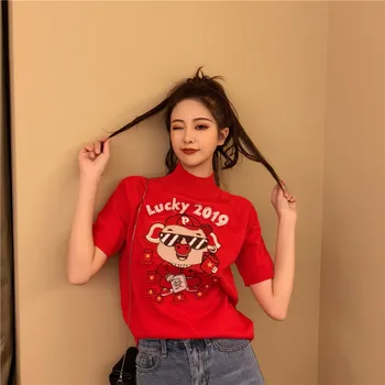 2019 New Year's cute pig high collar T-shirt graphic tees women korean kawaii Knitted t-shirt fashion red black short sleeve
2019 New Year's cute pig high collar T-shirt graphic tees women korean kawaii Knitted t-shirt fashion red black short sleeve
