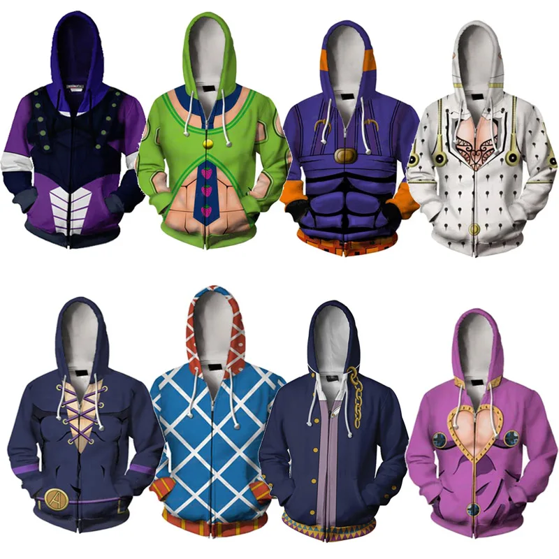 Japanese Anime Hoodies JoJo's Bizarre Adventure Print Hoodie Zip Up Hooded Spring Men Outerwear Boys Cosplay Uniform Clothes
Japanese Anime Hoodies JoJo's Bizarre Adventure Print Hoodie Zip Up Hooded Spring Men Outerwear Boys Cosplay Uniform Clothes