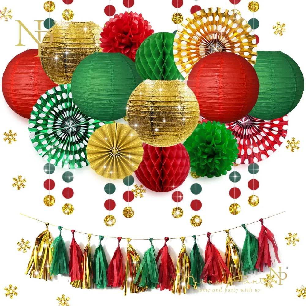 Nicro 31 pcs/set Gold Green Red Paper Lanterns Fans Flowers Tissue Tassel Garland Confetti Birthday Party Decoration #Set77
Nicro 31 pcs/set Gold Green Red Paper Lanterns Fans Flowers Tissue Tassel Garland Confetti Birthday Party Decoration #Set77