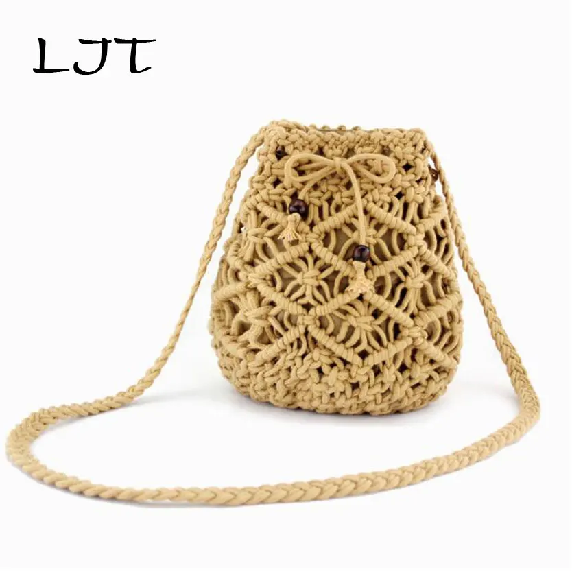 LJT New Pure hand-woven Cotton Rope Mini Straw Beach Bag Handbags Summer Holiday Shoulder Bag Ladies Weaving Bucket Bags Bohemia
LJT New Pure hand-woven Cotton Rope Mini Straw Beach Bag Handbags Summer Holiday Shoulder Bag Ladies Weaving Bucket Bags Bohemia