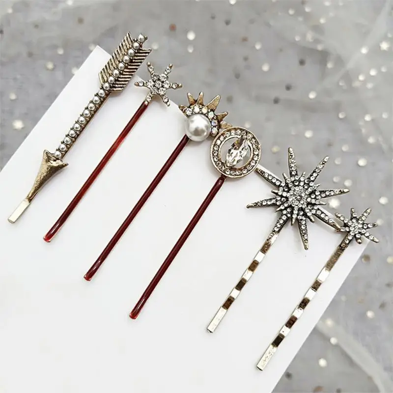 1 Set Women Metal Alloy One Word Bobby Pins Glitter Rhinestone Star Heart Arrow Hair Clips Vitnage Jewelry Hair Accessories
1 Set Women Metal Alloy One Word Bobby Pins Glitter Rhinestone Star Heart Arrow Hair Clips Vitnage Jewelry Hair Accessories