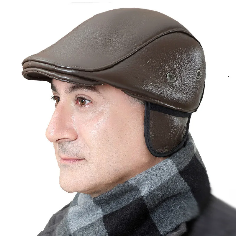 Middle-aged Elderly Male Genuine Leather Beret Hats Cowhide Winter Warm Ears Protection Hat Men's High Quality Berets Cap H6937
Middle-aged Elderly Male Genuine Leather Beret Hats Cowhide Winter Warm Ears Protection Hat Men's High Quality Berets Cap H6937