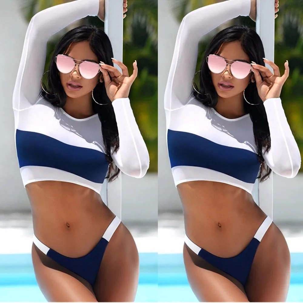 Sexy Swimwear women Swimsuit bikini 2019 Long sleeve swim suit Push-up Padded Bra Patchwork Set Swimsuit Swimwear Zwempak
Sexy Swimwear women Swimsuit bikini 2019 Long sleeve swim suit Push-up Padded Bra Patchwork Set Swimsuit Swimwear Zwempak