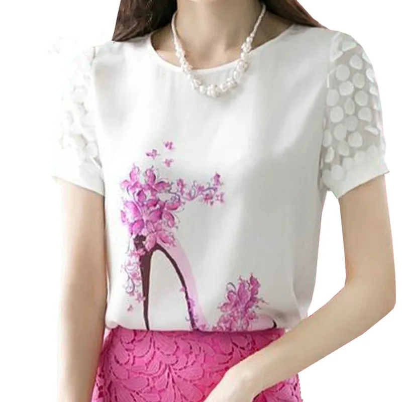 2018 fashion summer chiffon Women shirt blouse print Short Sleeve Diamonds white women's clothing sweet women tops
2018 fashion summer chiffon Women shirt blouse print Short Sleeve Diamonds white women's clothing sweet women tops
