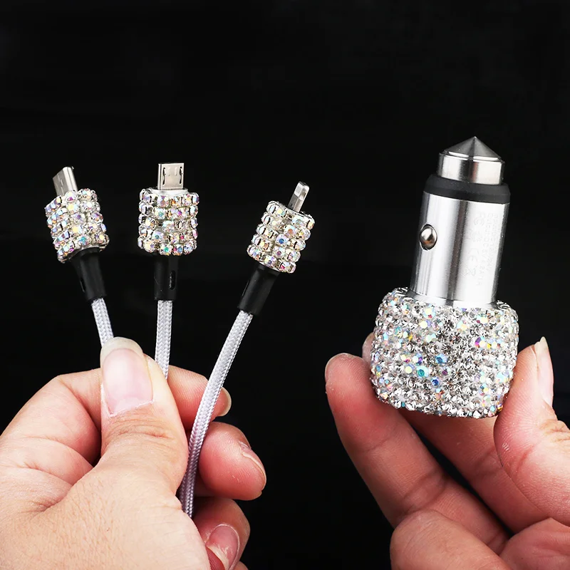 Diamond Crystal Dual USB Car Charger Line Bling Rhinestone Car Cigarette Lighter Universal Data Cable For iPhone Xiaomi Huawei
Diamond Crystal Dual USB Car Charger Line Bling Rhinestone Car Cigarette Lighter Universal Data Cable For iPhone Xiaomi Huawei