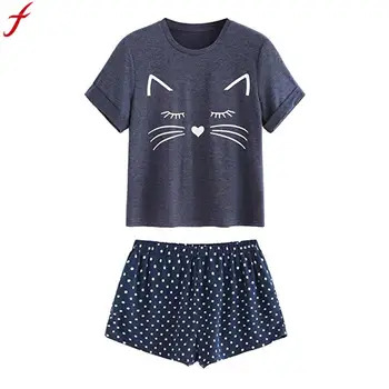 pyjamas women sexy 2019 Casual Cat Print Shorts Short Sleeve pajamas Suit Sleepwear Shirts And Tops Nightwear Set #50
pyjamas women sexy 2019 Casual Cat Print Shorts Short Sleeve pajamas Suit Sleepwear Shirts And Tops Nightwear Set #50