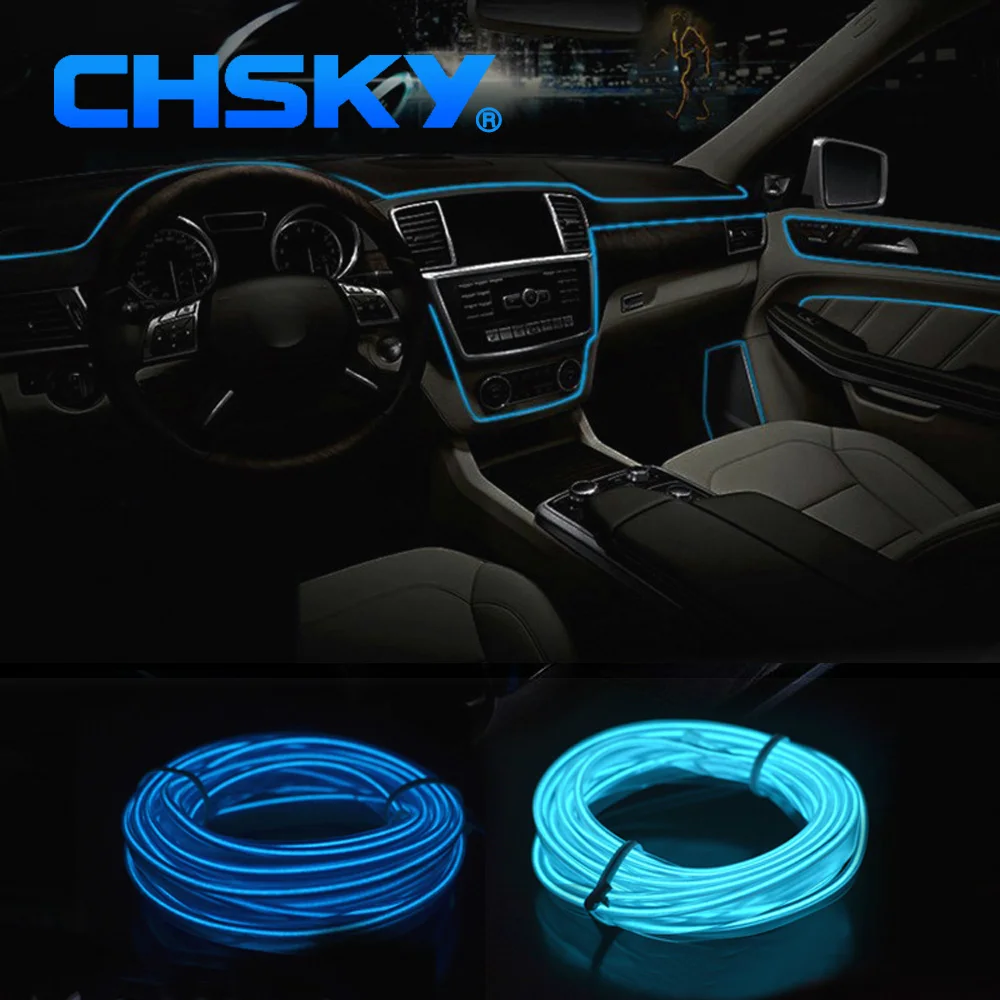 CHSKY 1M 12V Car Atmosphere Lights EL Car Interior Wire 10 Colors Cold light lamp Car Decorative Lamp LED bulbs car styling
CHSKY 1M 12V Car Atmosphere Lights EL Car Interior Wire 10 Colors Cold light lamp Car Decorative Lamp LED bulbs car styling