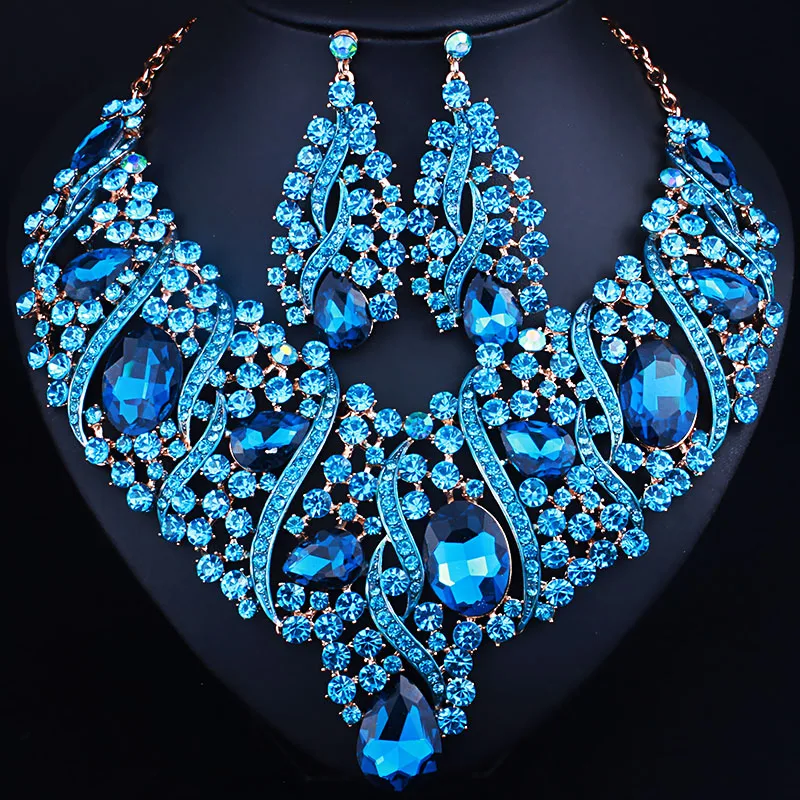 New Fashion Design Big Crystal Necklace Earrings for Women Wedding Dubai Bridal Jewelry sets
New Fashion Design Big Crystal Necklace Earrings for Women Wedding Dubai Bridal Jewelry sets