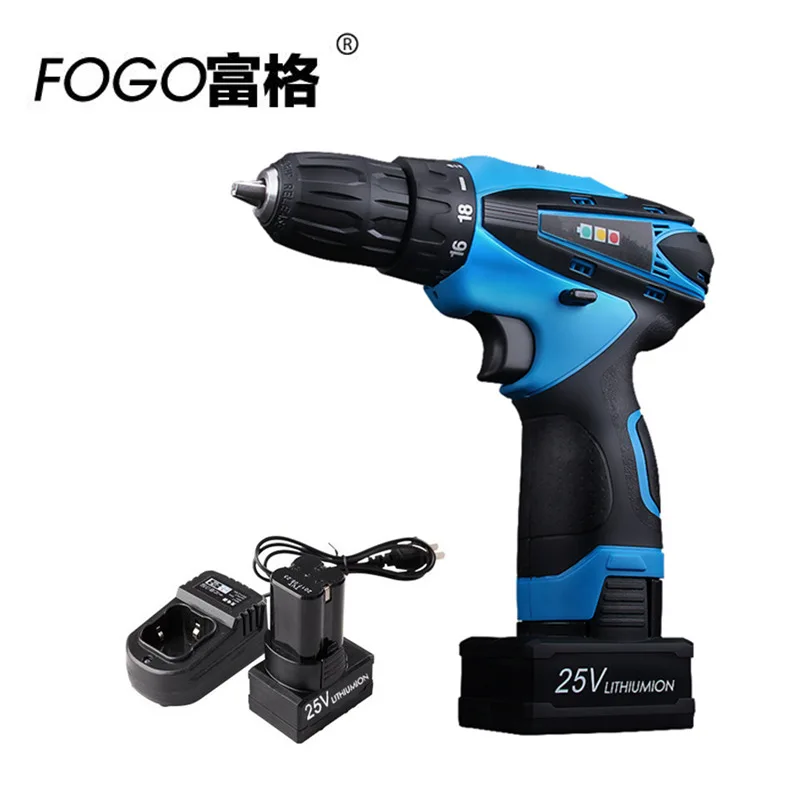 FOGO 25v Rechargeable Lithium Battery*2 hand Cordless Electric Drill Electric Screwdriver Torque drill Screw driver power tool
FOGO 25v Rechargeable Lithium Battery*2 hand Cordless Electric Drill Electric Screwdriver Torque drill Screw driver power tool
