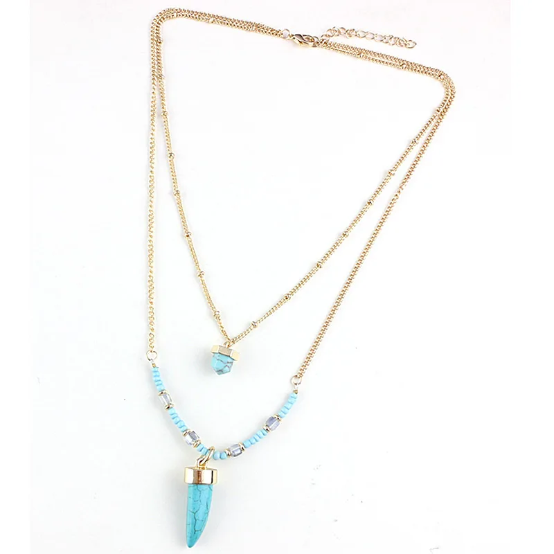 Ethnic Boho Bijoux Perfume Women Two Layers Necklaces Blue and White Pendant Necklace cc Chains Stone Collier Femme 2015
Ethnic Boho Bijoux Perfume Women Two Layers Necklaces Blue and White Pendant Necklace cc Chains Stone Collier Femme 2015