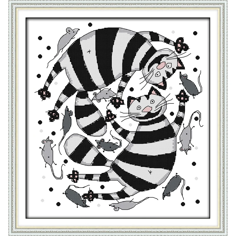 The black and white cats hunting the mice Chinese cross stitch kits Ecological cotton stamped 11 DIY wedding decoration for home
The black and white cats hunting the mice Chinese cross stitch kits Ecological cotton stamped 11 DIY wedding decoration for home