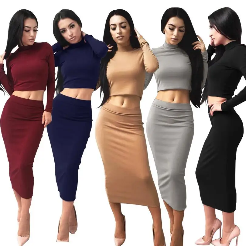 Women Dress 2 Pieces Set 2019 Sexy Turtleneck Long Sleeve Crop Tops and Bodycon Bandage Slim Midi Dresses Autumn Winter Vestidos
Women Dress 2 Pieces Set 2019 Sexy Turtleneck Long Sleeve Crop Tops and Bodycon Bandage Slim Midi Dresses Autumn Winter Vestidos