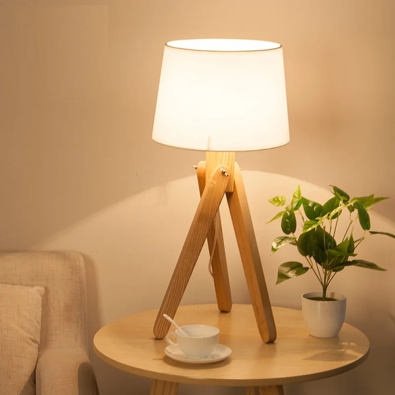 Фото LukLoy Simple New Chinese Style Living Room Table Lamp Solid Wood Bedroom Bedside Study Eye Protection LED Rural Light  | Table Lamps (32913577784)