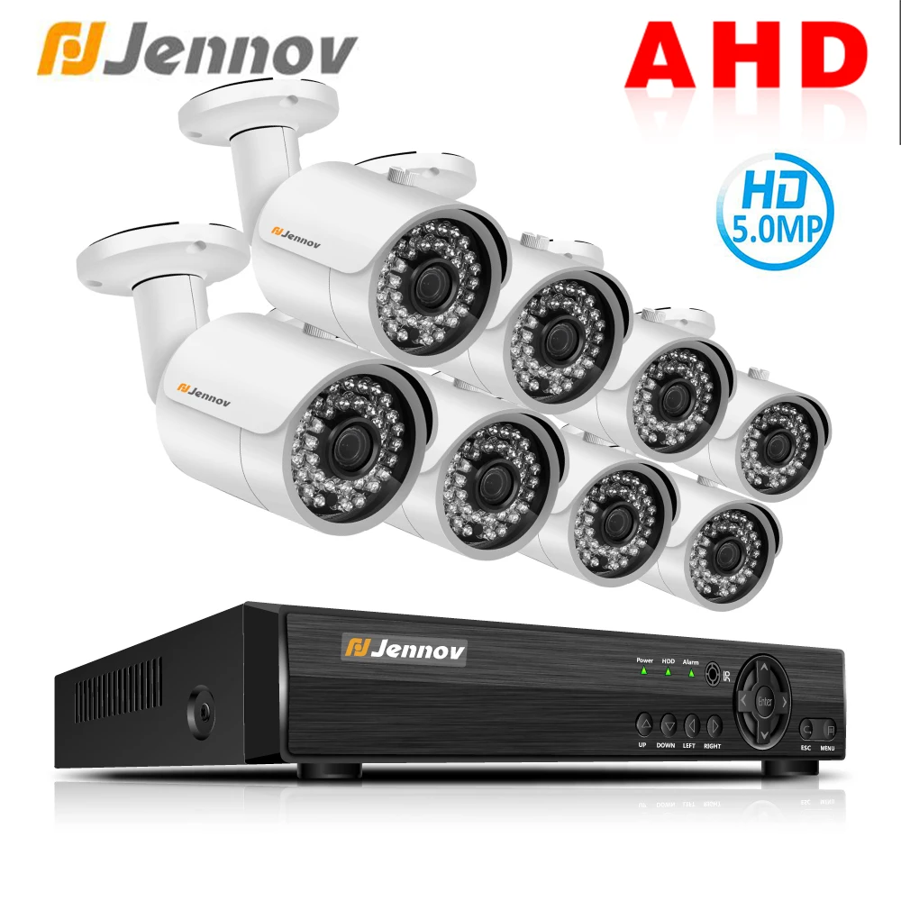 Jennov 8CH 5MP Full HD Video Surveillance Set IP Camera Set Security Camera System DVR Kit AHD Camera P2P Night Vision IR-Cut
Jennov 8CH 5MP Full HD Video Surveillance Set IP Camera Set Security Camera System DVR Kit AHD Camera P2P Night Vision IR-Cut