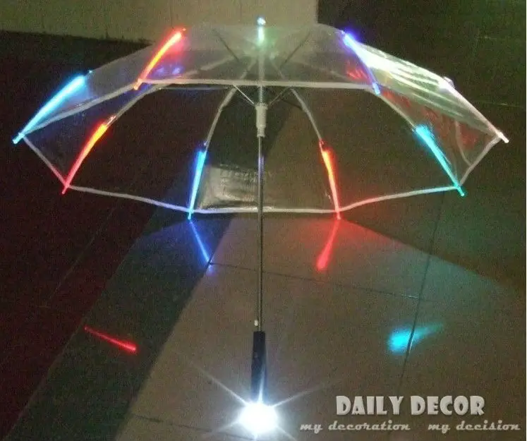 Hot Sale ! 7 colors changing LED luminous transparent umbrella with flashlight function Un paraguas Led O Guarda - Chuva de Luz
Hot Sale ! 7 colors changing LED luminous transparent umbrella with flashlight function Un paraguas Led O Guarda - Chuva de Luz